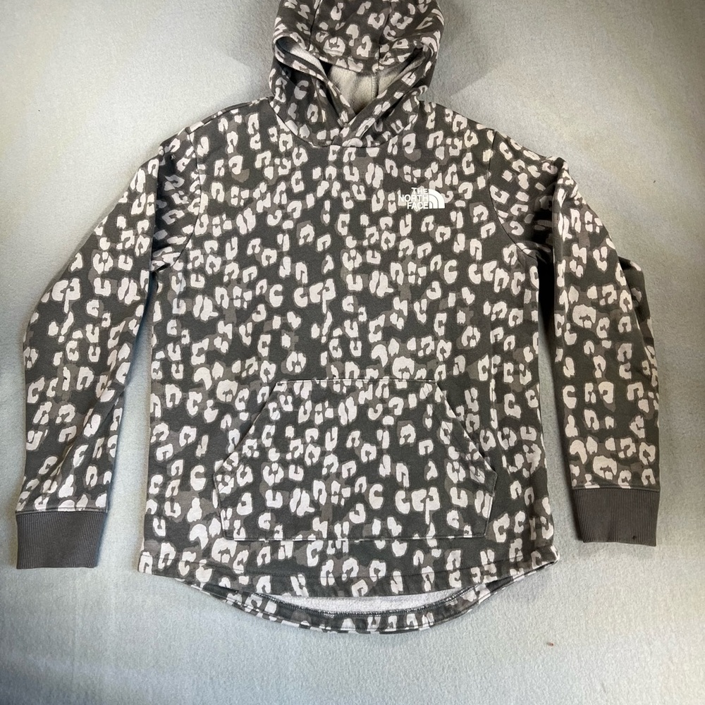 Girls Grey Leopard North face Sweatshirt Size 14/16